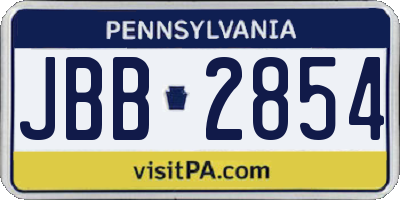 PA license plate JBB2854