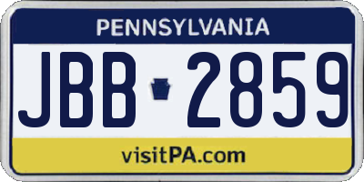 PA license plate JBB2859