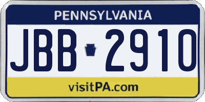 PA license plate JBB2910