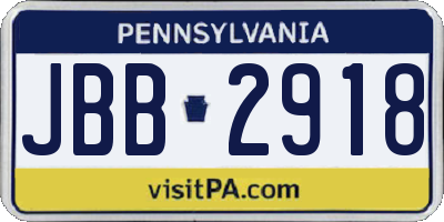 PA license plate JBB2918