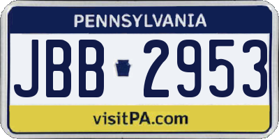 PA license plate JBB2953