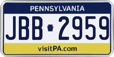 PA license plate JBB2959