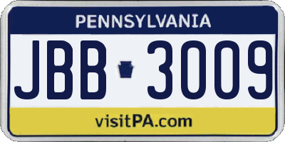 PA license plate JBB3009