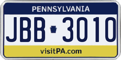 PA license plate JBB3010
