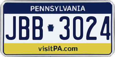 PA license plate JBB3024