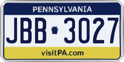 PA license plate JBB3027