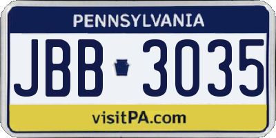 PA license plate JBB3035