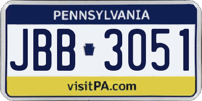 PA license plate JBB3051