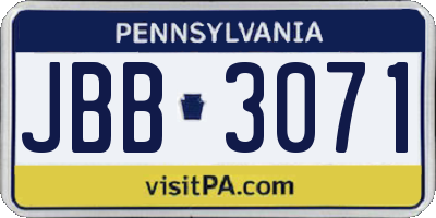PA license plate JBB3071