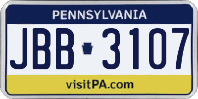 PA license plate JBB3107