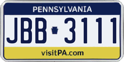 PA license plate JBB3111