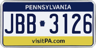 PA license plate JBB3126