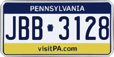 PA license plate JBB3128