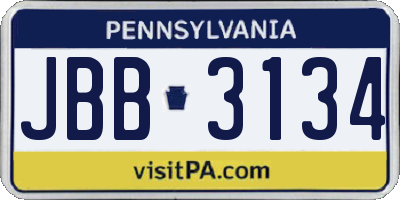 PA license plate JBB3134