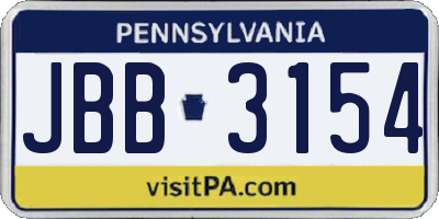 PA license plate JBB3154