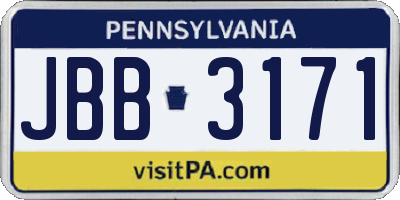 PA license plate JBB3171