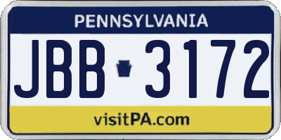 PA license plate JBB3172