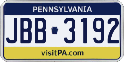 PA license plate JBB3192