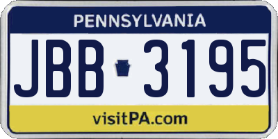 PA license plate JBB3195