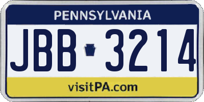 PA license plate JBB3214