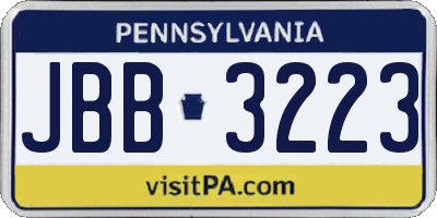 PA license plate JBB3223