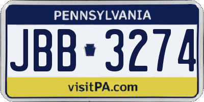 PA license plate JBB3274