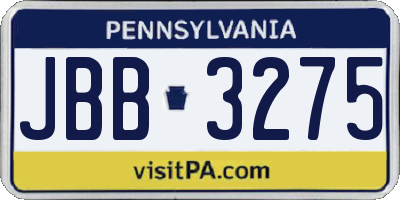 PA license plate JBB3275