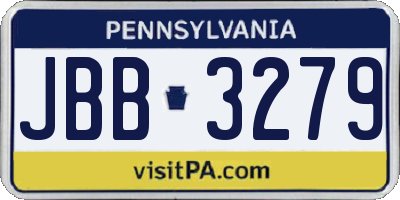 PA license plate JBB3279
