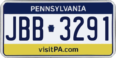 PA license plate JBB3291