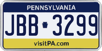 PA license plate JBB3299