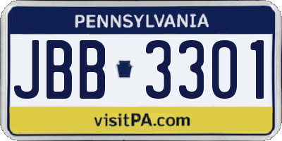 PA license plate JBB3301