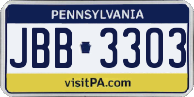 PA license plate JBB3303