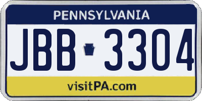 PA license plate JBB3304