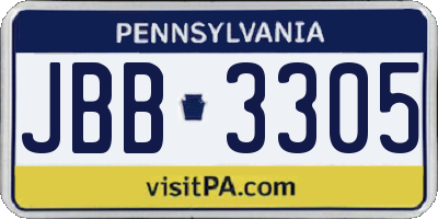 PA license plate JBB3305