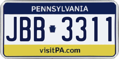 PA license plate JBB3311