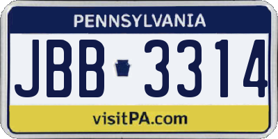 PA license plate JBB3314