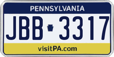 PA license plate JBB3317