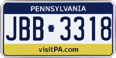 PA license plate JBB3318