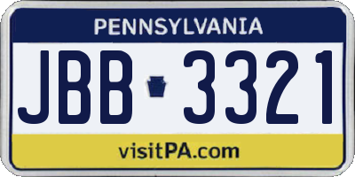 PA license plate JBB3321