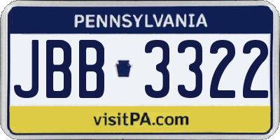 PA license plate JBB3322