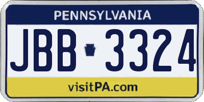 PA license plate JBB3324