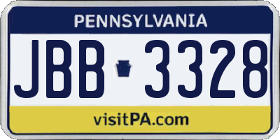 PA license plate JBB3328