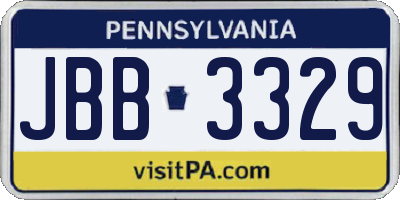 PA license plate JBB3329