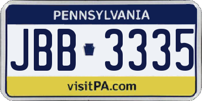 PA license plate JBB3335