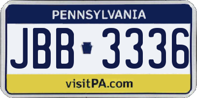 PA license plate JBB3336