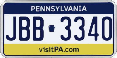 PA license plate JBB3340