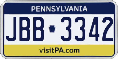 PA license plate JBB3342