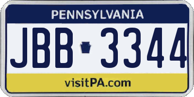 PA license plate JBB3344