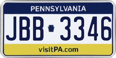 PA license plate JBB3346