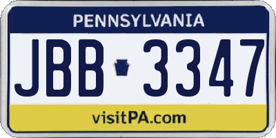 PA license plate JBB3347